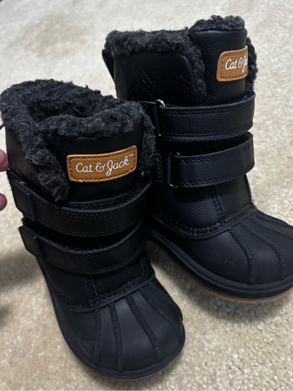 Cat & Jack Black Kids' Insulated Snow Boots with Faux Fur Trim